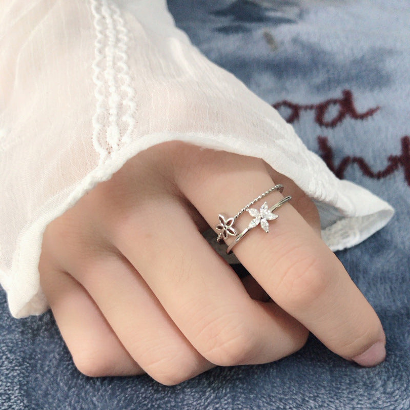 Double-layer Flower Ring South Korea Personality Simple